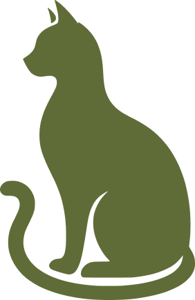 An illustration of a sitting cat filled fully with green colour.