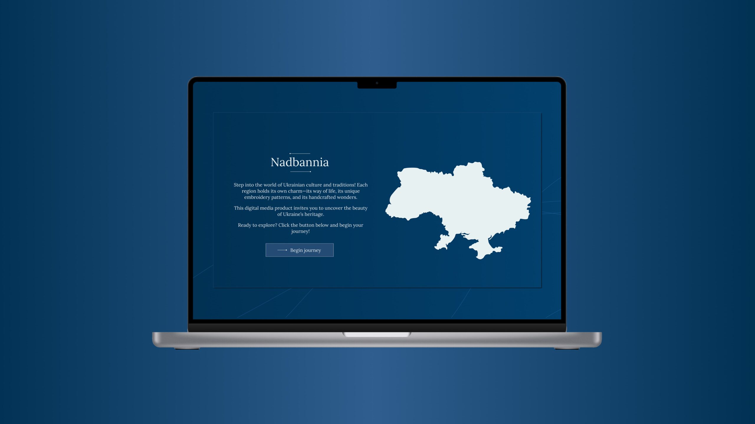 A mockup of a Nadbannia website on a laptop screen.